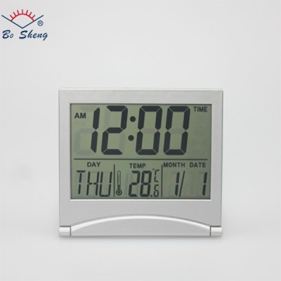 Cheap New flexible travel White Cover Desk Digital LCD Thermometer Calendar Clock Traveling Alarm Clock