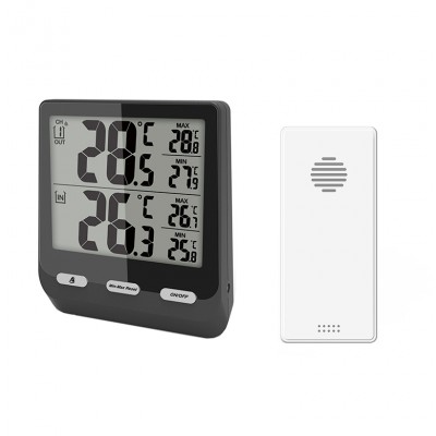 Black calendar temperature display digital alarm clock cable free with thermometer clock