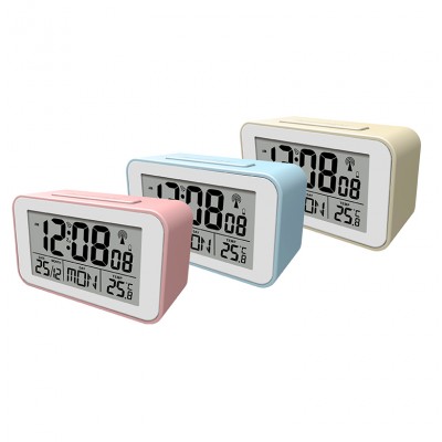 Rectangle clock time date month display digital alarm radio control alarm clock