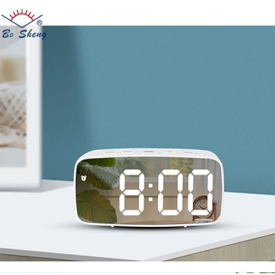 new design mirror desk clock hot selling wholesale digital alarm clock LED Backlight In Stock thermometer display table clock